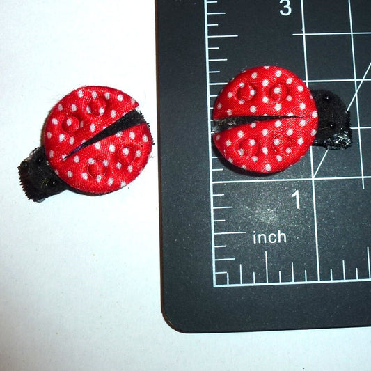 Ladybug TWO snap clip barrette pet hair dog bow (fb361i)