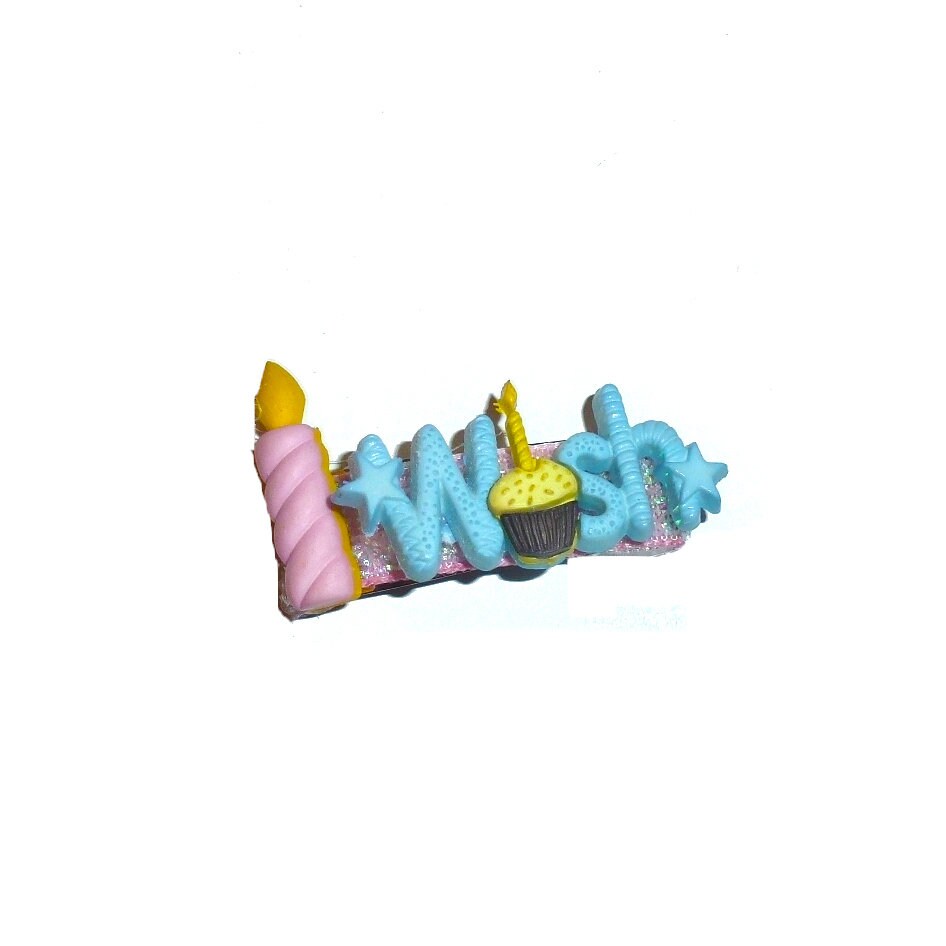 Birthday wish and candles snap clip barrette pet hair dog bow (fb361g)