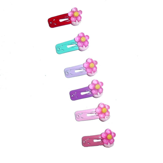 Dog Bow Barrettes tiny 6 girls daisy flower jewel snap clips for pet hair topknot (fb361a)