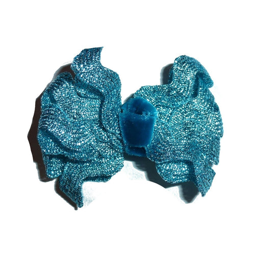 Teal blue sparkle 2.5" pet dog bows  hair bowknot bow bands or barrette  (fb259)