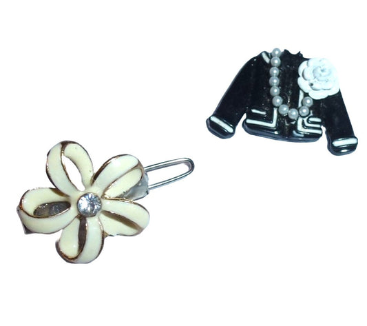 Dog Bows ~ swirly flower Wee super tiny bow less than 1" pet hair barrette clip (fb411E)