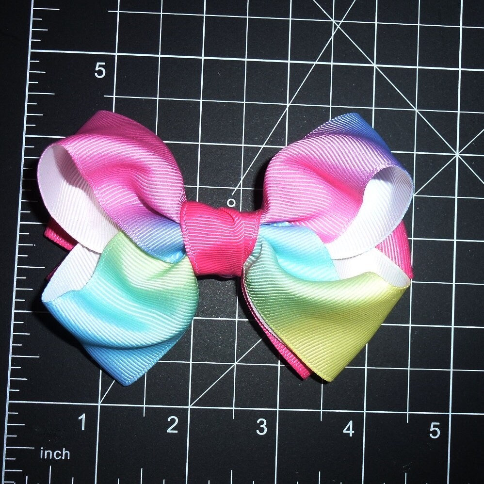 Puppy Bows ~  BIG bow  unicorn tie dye 4" dog hair bow or collar slide bands or clip (fb308)