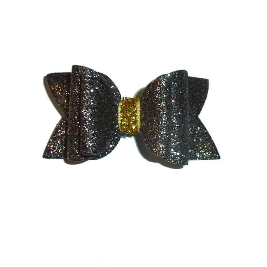 Chocolate brown glitter bows dog barrette or bands  pet hair bow  - (gl37)