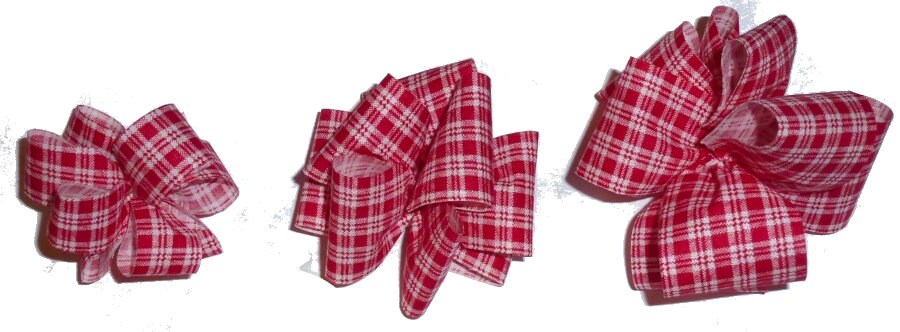 Puppy Bows ~ Red or pink gingham check plaid Party puffs dog groomer hair bows or collar bows