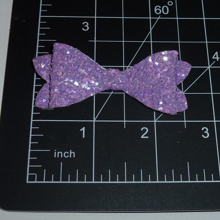 Dog hair small glitter bows CLEARANCE 2 pet grooming bow purple  barrette clip  (fb510)
