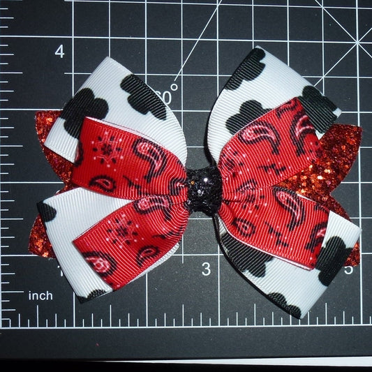 Puppy Bows ~ Boys cowboy cow bowtie bowknot collar slide attachment accessory  (fb93A)