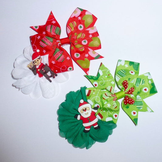 Puppy Bows Christmas santa elf reindeer dog collar slide holiday accessory ~USA seller (DC4)
