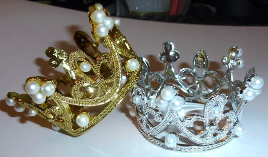 Puppy Bows ~ 3D silver or pearl tiara crown dog bow  pet  head strap (FB328)