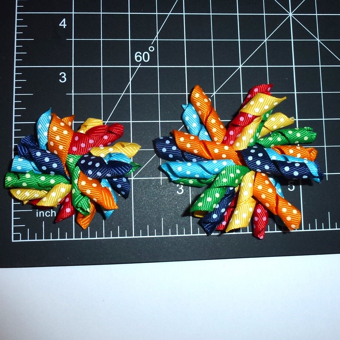 Puppy Bows primary  dots Korker loop collar slide 4"  dog bow 2" pet hair clip barrette or latex bands   (fb120)