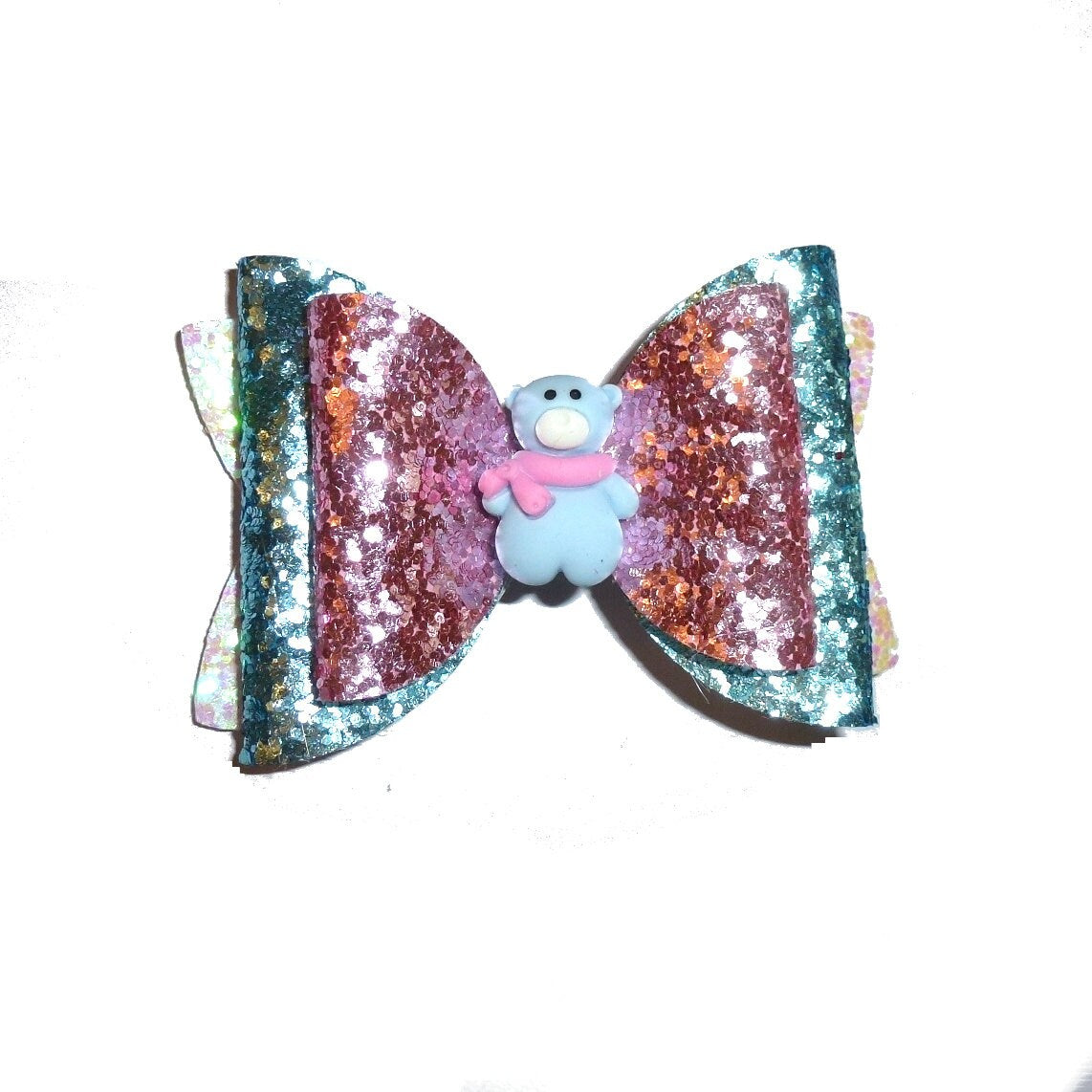 Sweet pink blue baby bear bows dog barrette or bands  pet hair bow  - (fb99B)