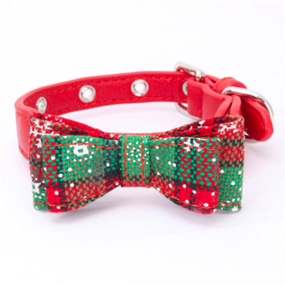 Puppy Dog Bows ~ Christmas bow tie bowknot dog pet collar red green  (fb151)