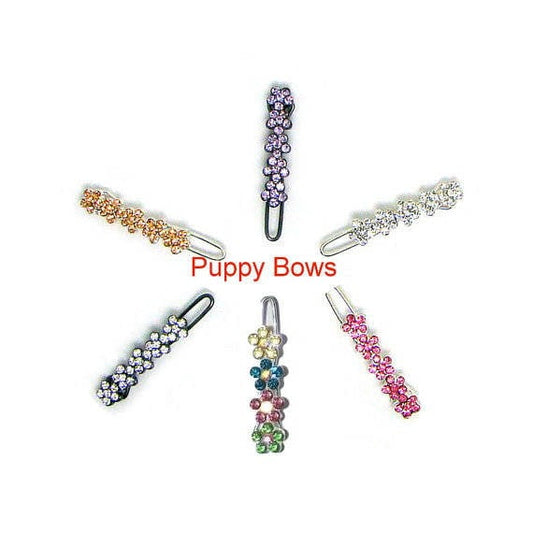 Puppy Bows ~ Wee super tiny hair flower clips for dogs bow pet barrette pink purple peach crystal rhinestone~ US Seller