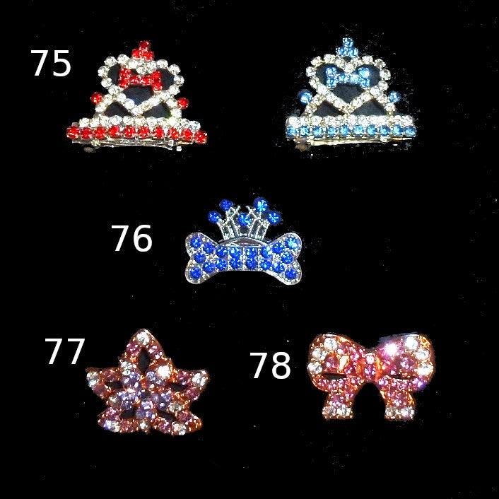 Puppy Bows ~ LARGE DOGS rhinestone tiara crown styles 68-78 barrette pink or red jewelry ~USA seller