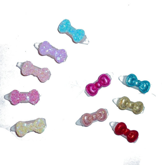 Dog hair clip tiny metallic or candy glitter bowknot 3/4" wide pet hair barrette bow  (fb30)