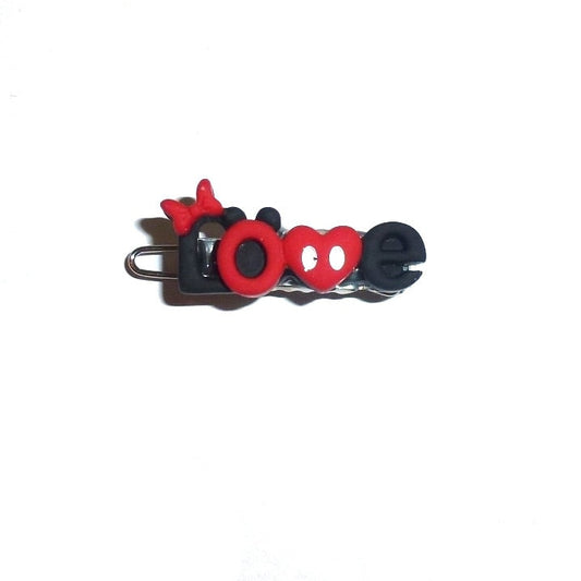 Minnie Mickey "Love" 1" Dog bow  alligator snap clip  barrette hair clips (fb191)