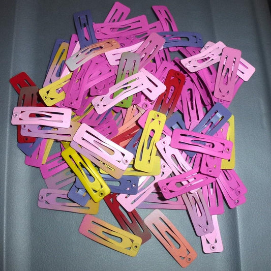 Puppy bows ~ barrette snap clip small 1.25" pink rectangle shape bow pet hairclip (fb15a)