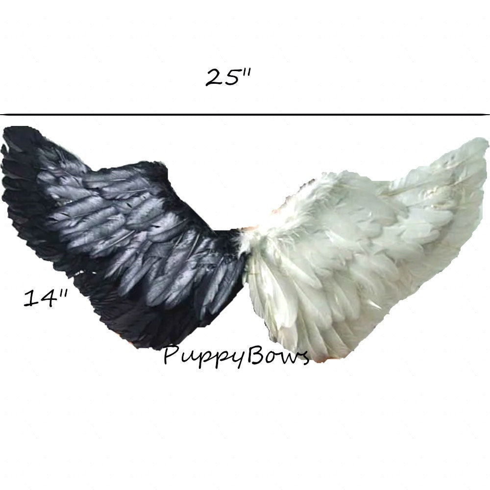 Halloween black/white cosplay angel wings for dogs dog costume feather