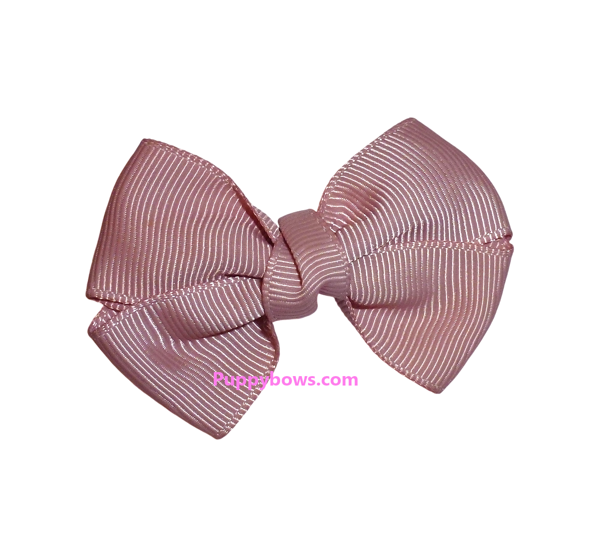 Old Rose pink pleated dog hair bow 2.5" latex bands or barrette bows