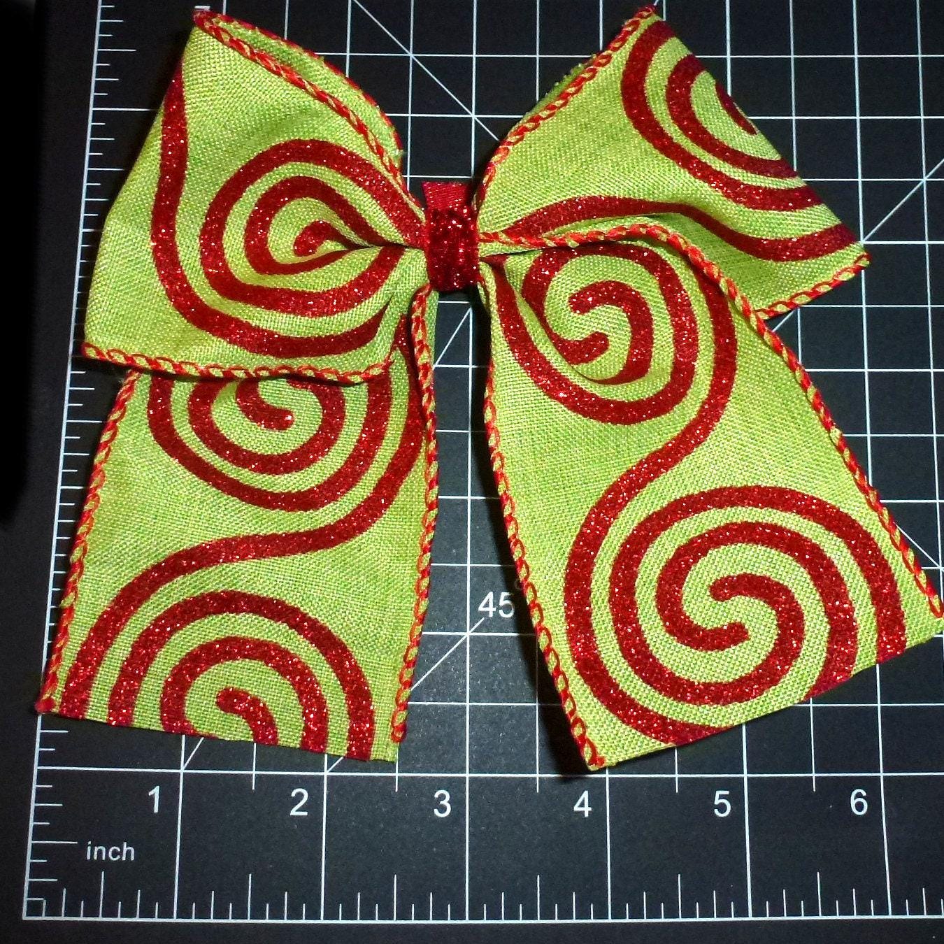 Puppy bows ~ dog collar slide bow christmas  red green dot swirls accessory