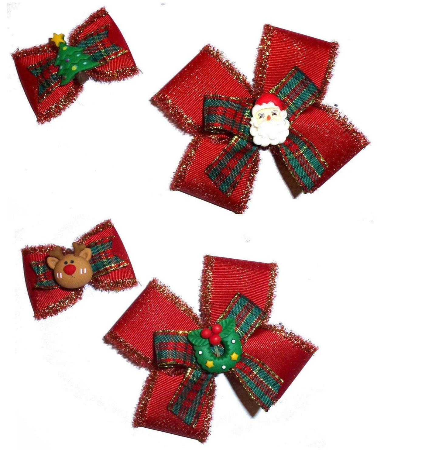 Puppy bows ~  santa claus christmas tree rudolph collar slide or  pet hair  bow