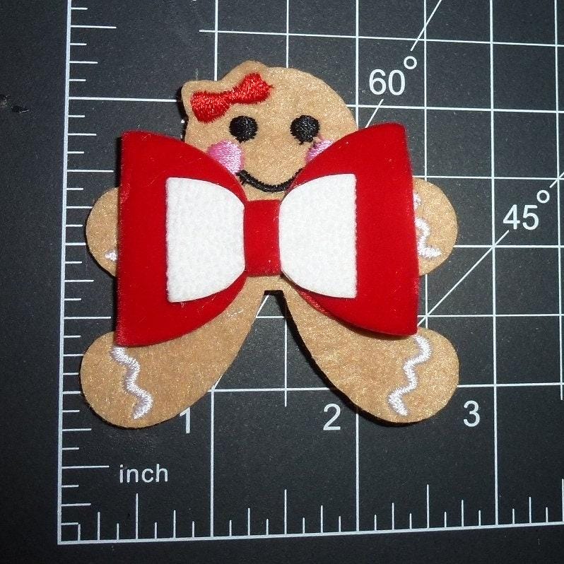 Christmas 2" gingerbread girl bow tie collar slide or hair bow (fb441)