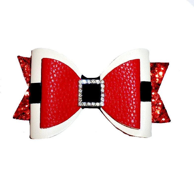 Puppy bows santa claus belt dog bow christmas bow tie collar slide (dc37)