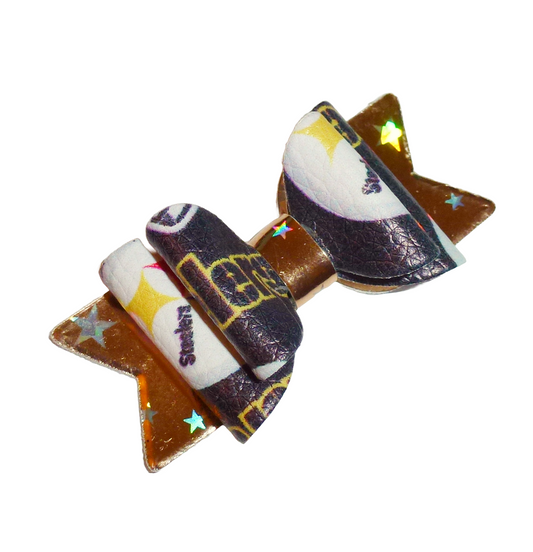 Puppy Bows Pittsburgh Steelers black gold dog hair bow