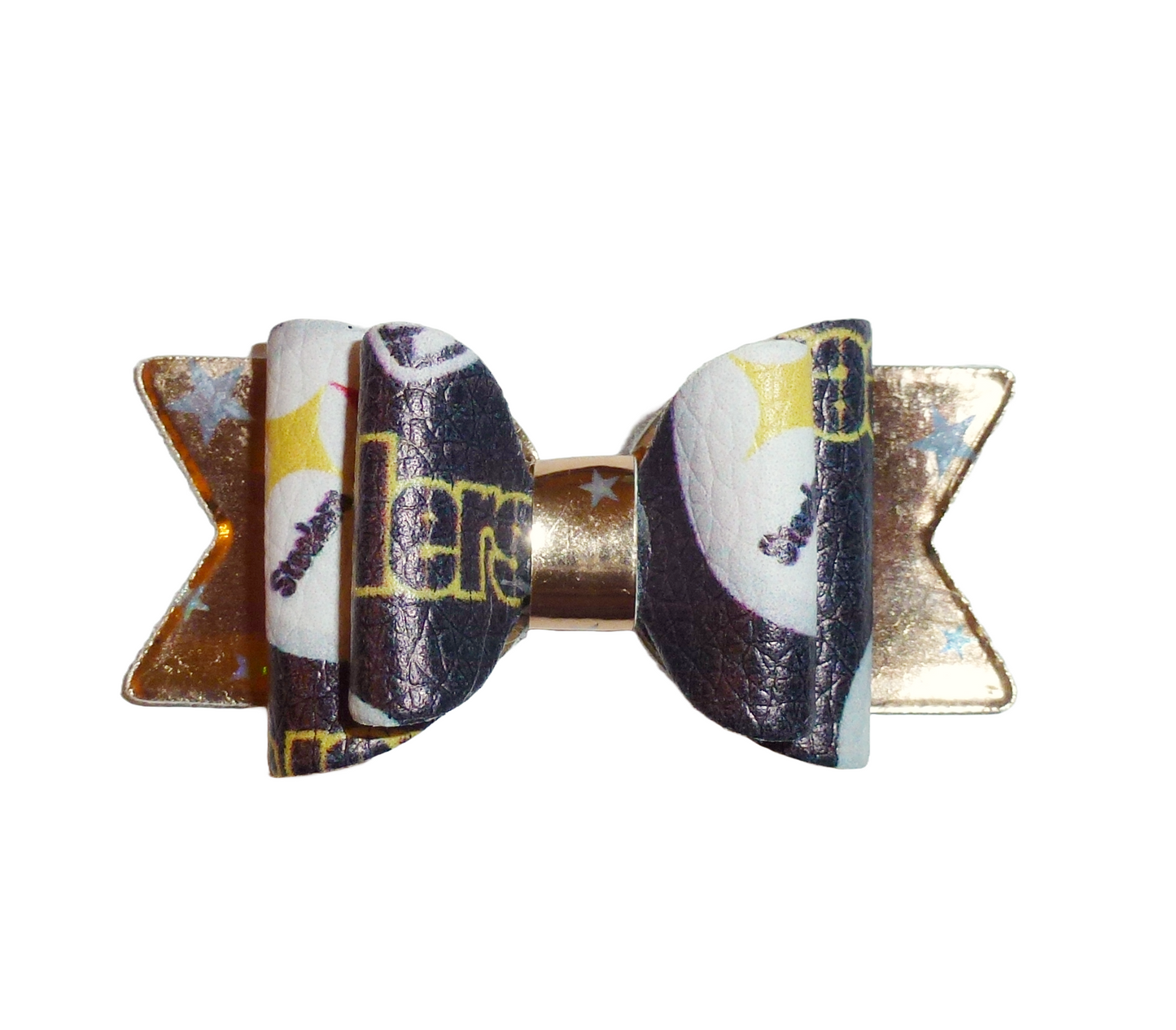 Puppy Bows Pittsburgh Steelers black gold dog hair bow