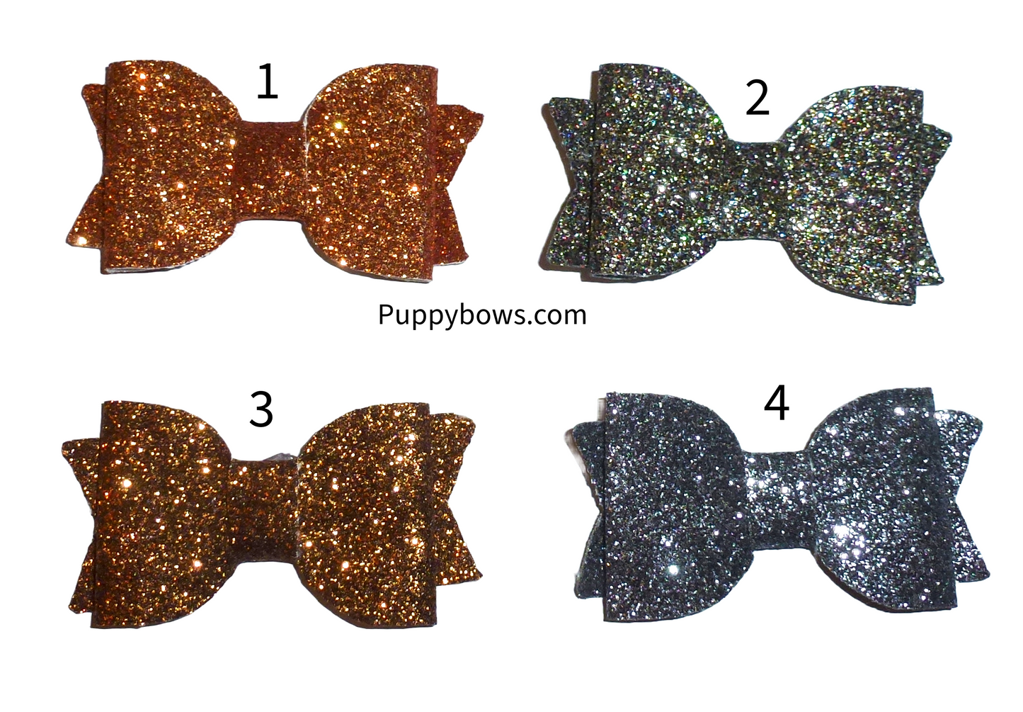 Puppy Bows orange bronze metallic glitter 2" dog hair bow