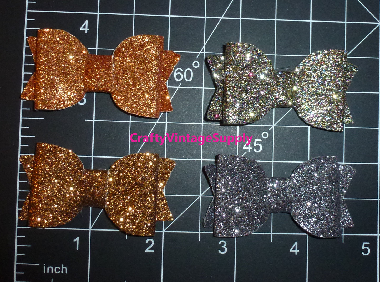 Puppy Bows orange bronze metallic glitter 2" dog hair bow