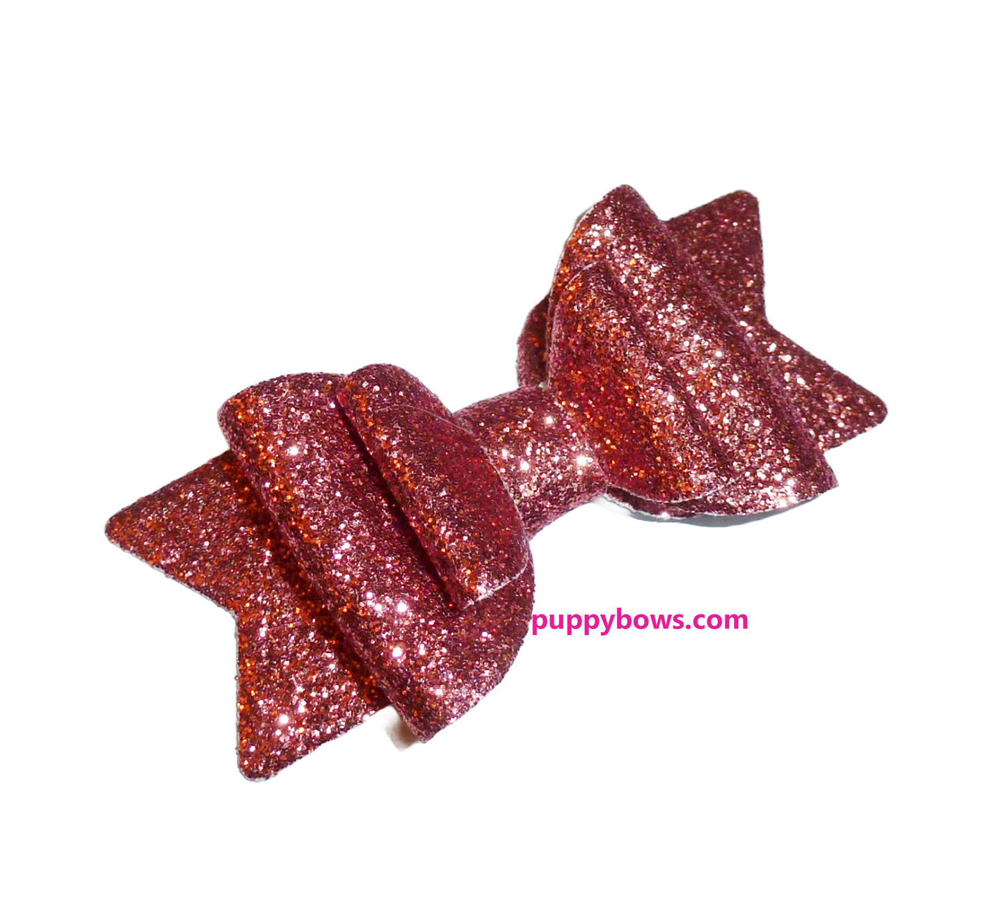 Puppy Bows pink rose gold 2.5" glitter dog hair bow