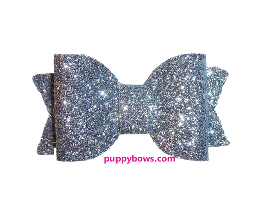 Puppy Bows stardust blue 2"  glitter boy dog hair bow