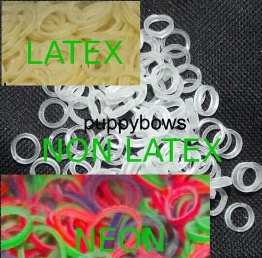 Puppy bows ~  latex or non latex or neon dog grooming bands ~2000 quantity bags elastic dog bows bow topknot band