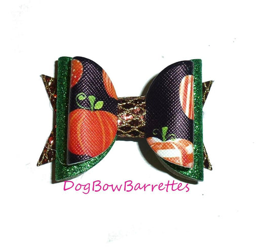 Thanksgiving pumpkin glitter hair bows barrettes or bands