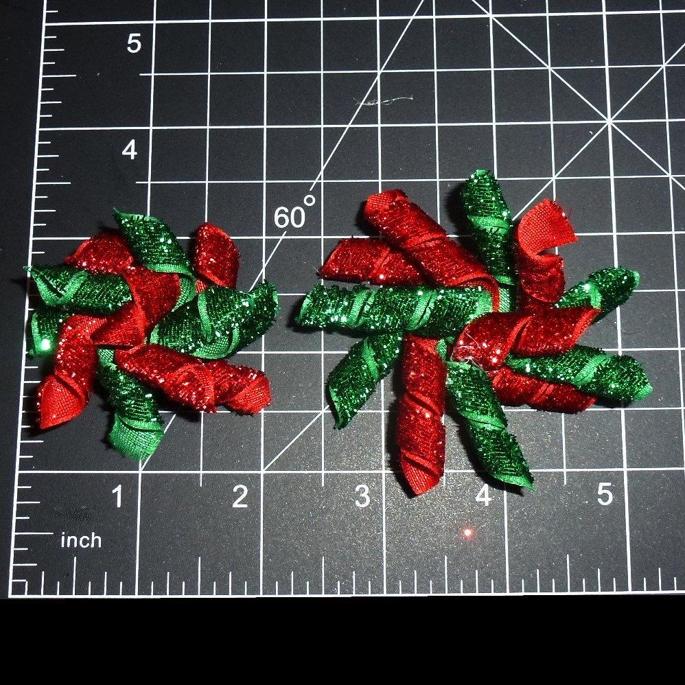 Puppy bows red green christmas glitter korker dog bow pet hair clip corky curly