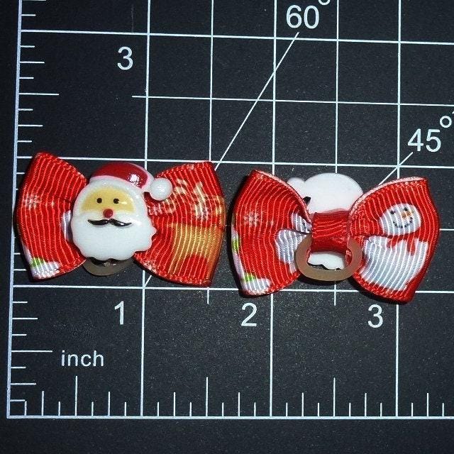 Christmas tiny dog pet hair bows rudolph santa pairs (rc10)