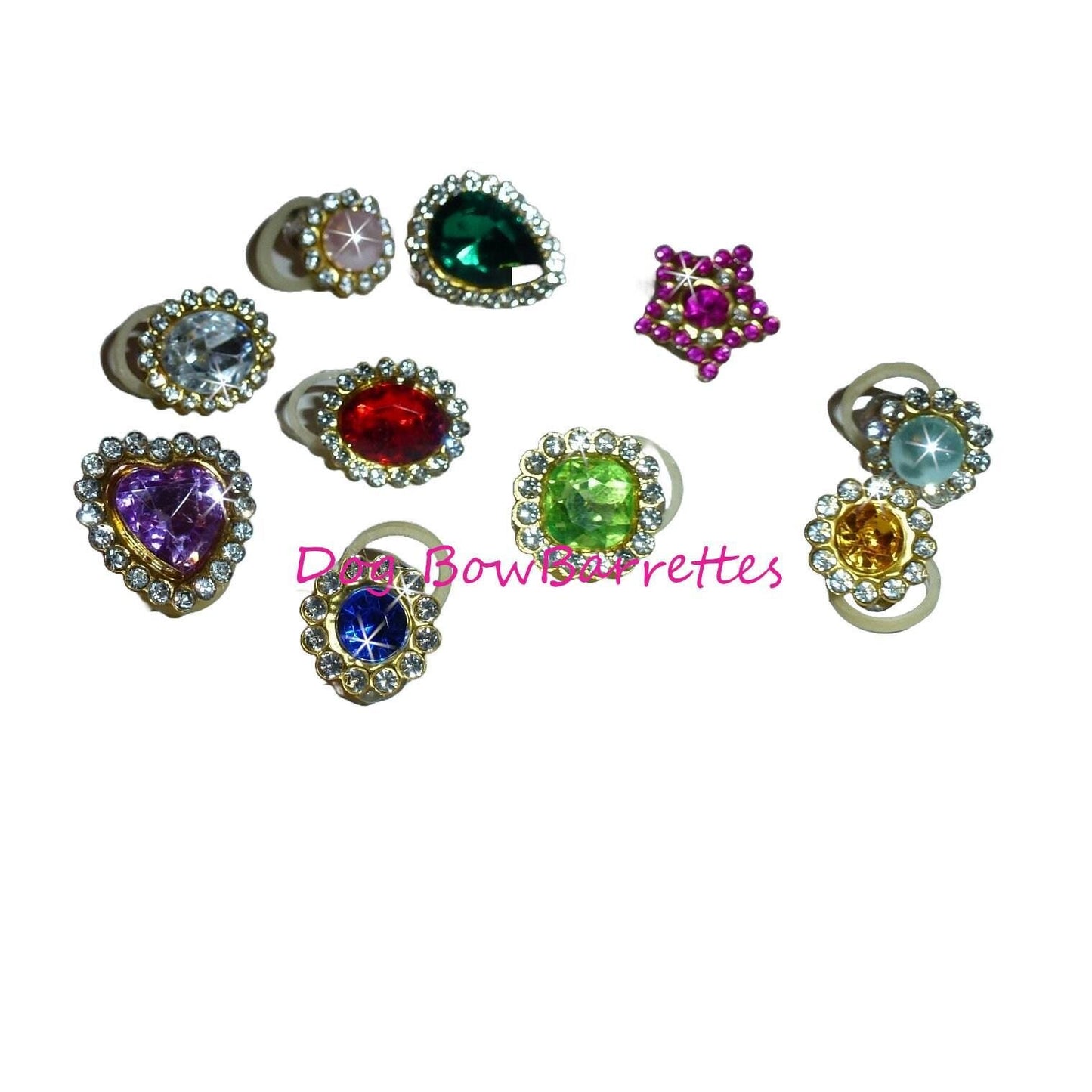 Bow super tiny rhinestone gems with latex bands for dog pet hair bows