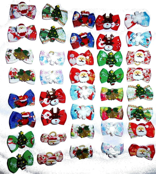 Christmas snowman santa claus rudolph tiny dog groomers grooming pet hair bows