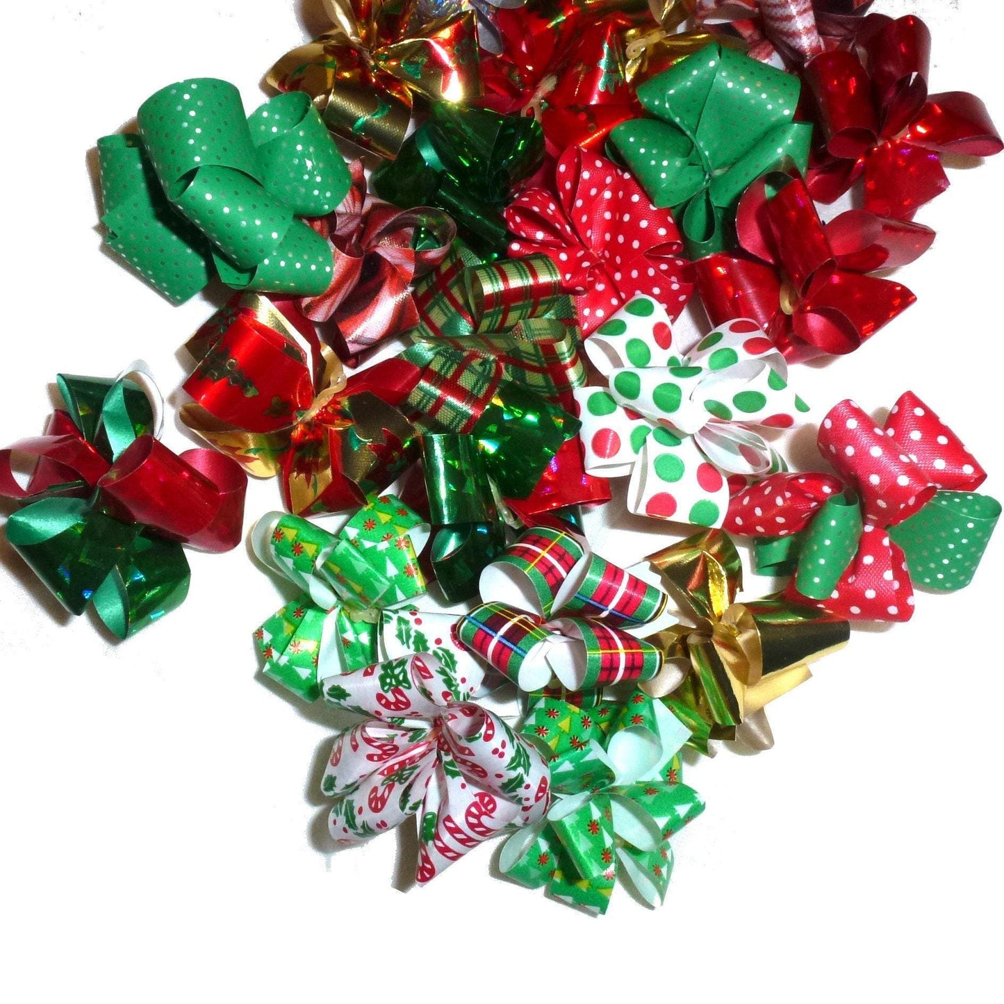 Puppy bows ~ christmas fancy dog grooming hair bow latex band round bows