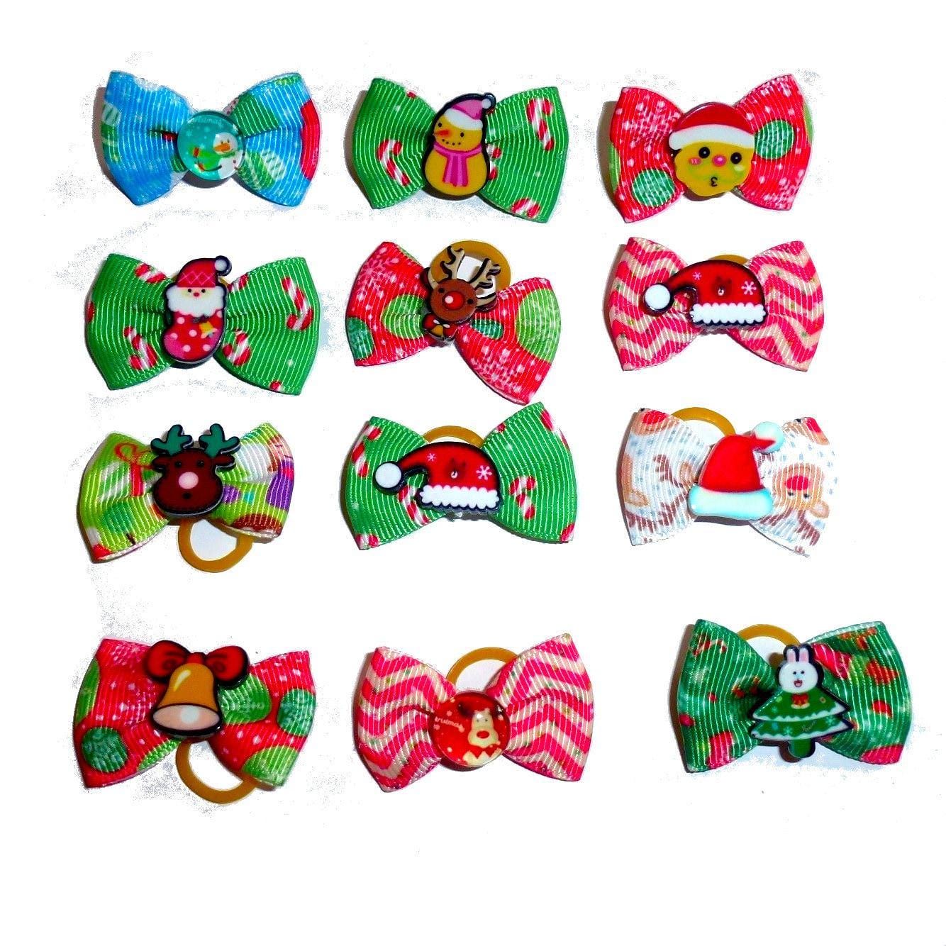 Christmas snowman santa claus bells everyday dog groomers grooming pet hair bows