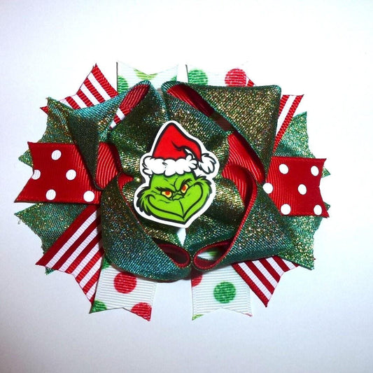 Puppy bows ~ dog collar slide bow christmas mean green face monster  accessory