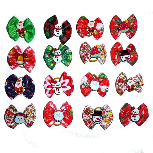 Christmas snowman santa claus bells dog groomers grooming pet hair bows (fb193)