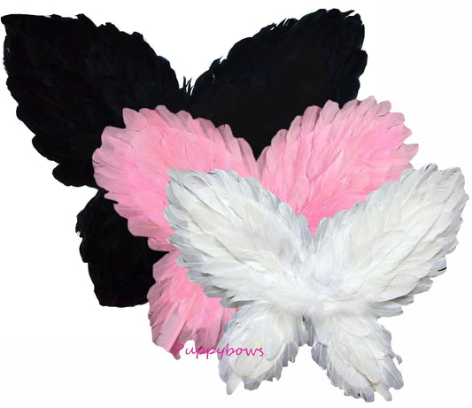 Halloween fluffy butterfly wings for dogs black white  pink dog costume feather