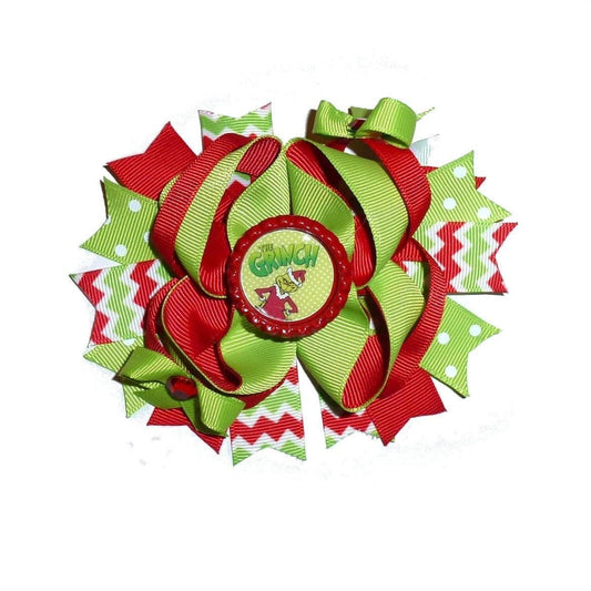 Puppy bows ~ dog collar slide bow christmas mean green monster  accessory (dc29)