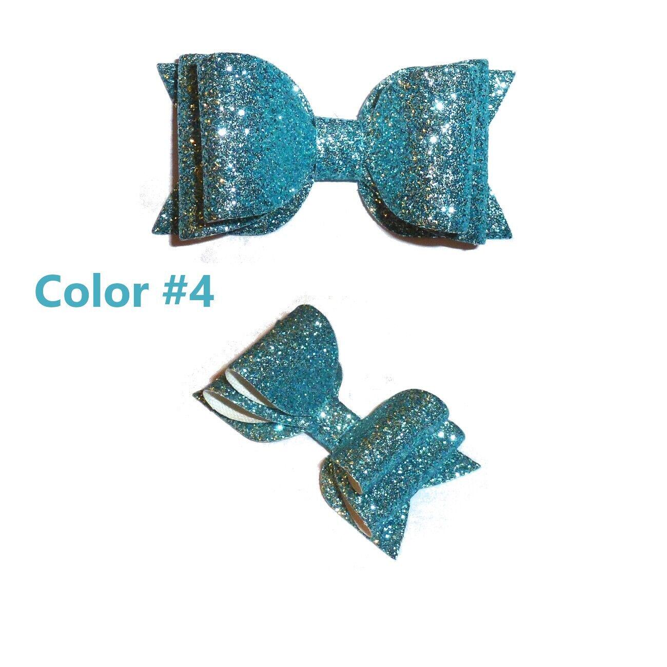 Puppy bows ~  blues small glitter pet dog hair bow bands or clip (gl1)