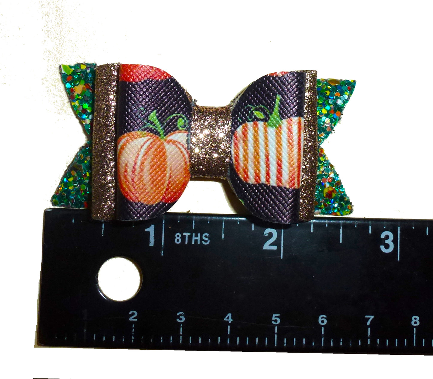 Puppy Bows Thanksgiving pumpkin glitter dog hair bow barrettes or bands