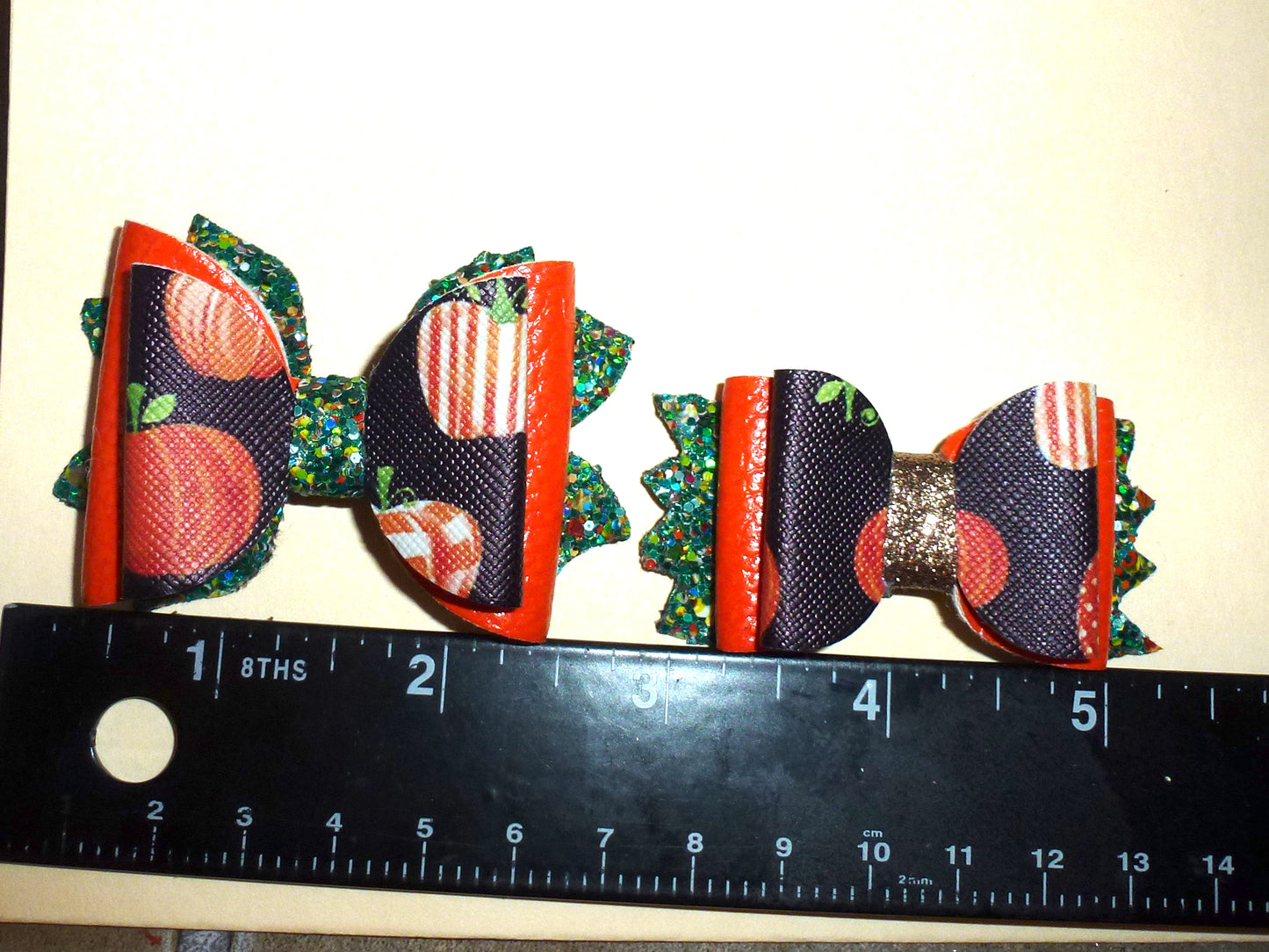 Puppy Bows Thanksgiving pumpkin glitter dog hair bow barrettes or bands