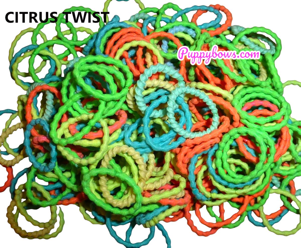 Dog grooming scrunchy twisty hair bands  3/4"  package of 100 YOU CHOOSE