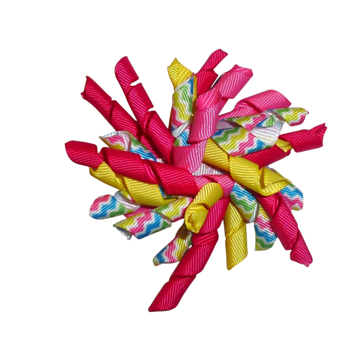 Puppy Bows pink yellow korker twisty dog hair bow 3" barrette or latex bands