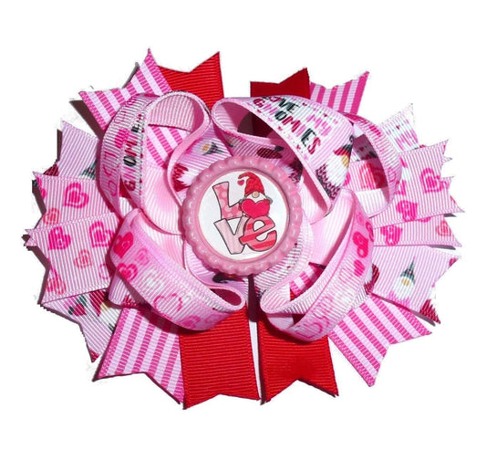 Puppy bows ~ dog collar slide bow valentine's day pink/red love gnomes accessory  (dc8)